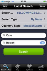 iPhone screen — Local search 