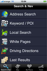 iPhone screen — Search option
