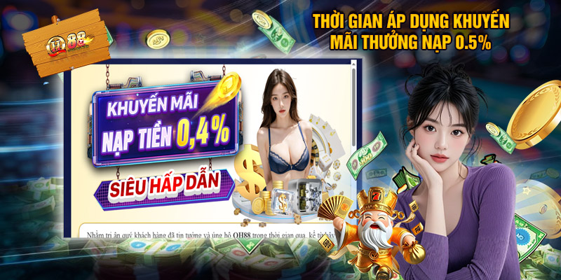 Thời gian áp dụng thưởng nạp khuyến mãi 0.5%